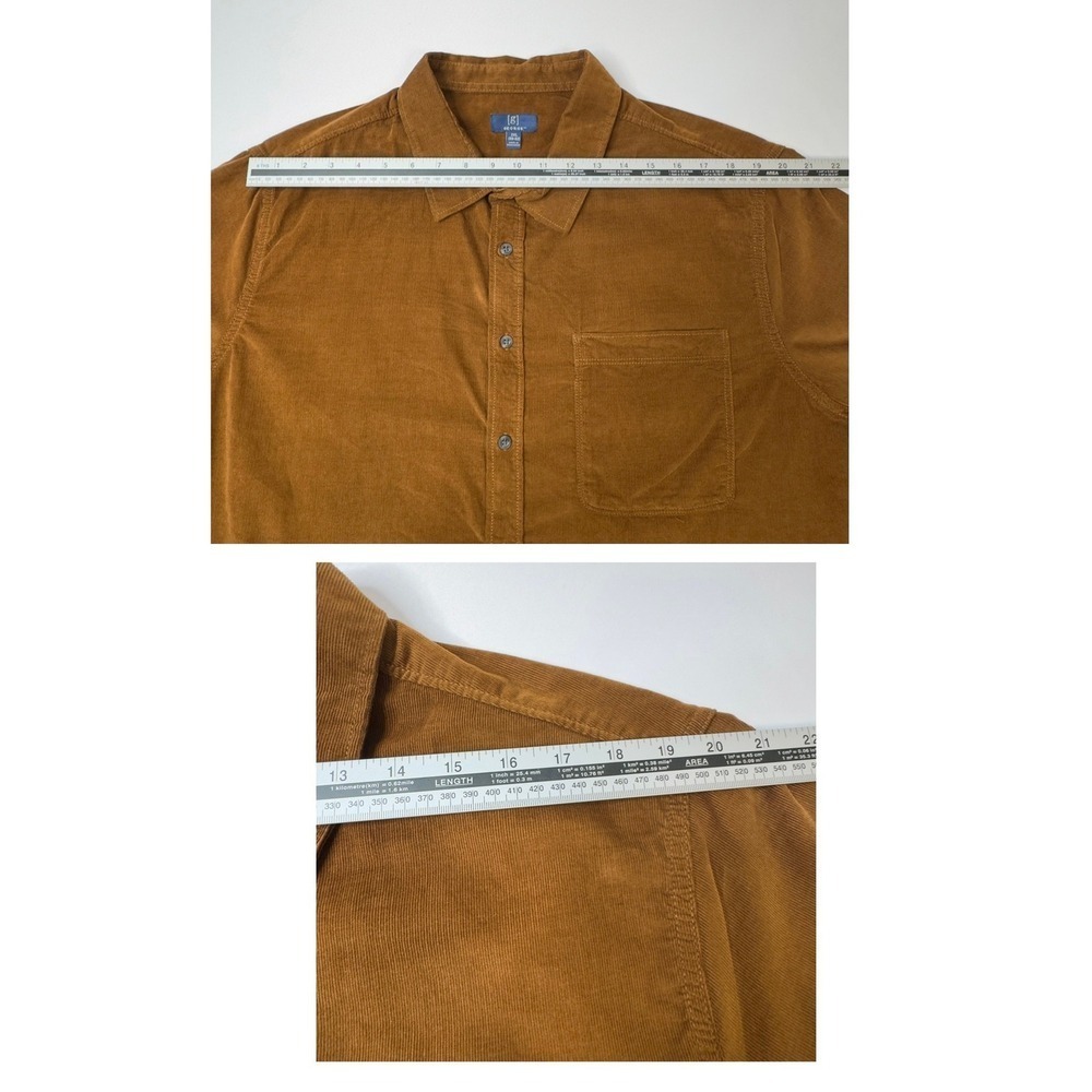 George‎ Mens Corduroy Button Down Shirt Long Sleeve Brown Size 2XL (New) - Picture 9 of 11